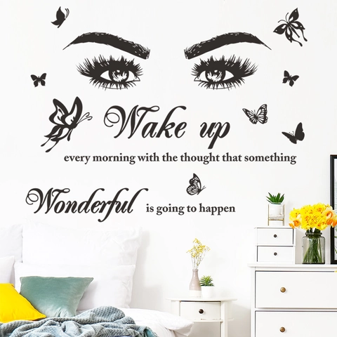 Ogen Vlinder Inspirerende Citaten Muursticker Verwijderbare PVC Decal Voor Slaapkamer Woonkamer Huis Decoratie
