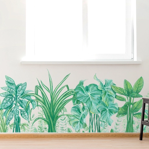 Modern PVC Tropical Green Plants Wall Sticker Monstera Palm Leaves Waterproof Wall Decals For Living Room Bedroom Decor