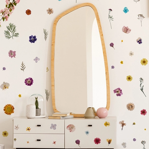 Vinilos Decorativos Modernos de Flores en Acuarela Calcomanías de Plantas Flores Secas PVC Para Sala de Estar Dormitorio