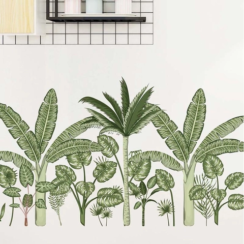 Tropische Grüne Pflanze Wandtattoo Abnehmbar PVC Palme Bananenblätter Aufkleber Modern Nordisch Home Dekor Für Wohnzimmer