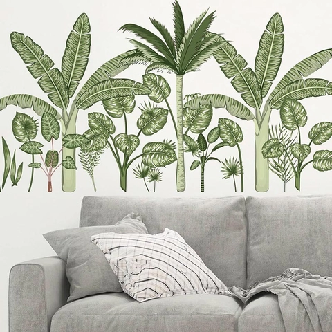 Tropische Grüne Pflanze Wandtattoo Abnehmbar PVC Palme Bananenblätter Aufkleber Modern Nordisch Home Dekor Für Wohnzimmer