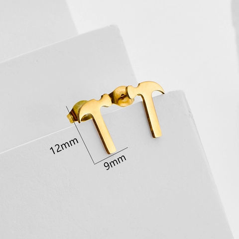 Gothic Roestvrij Staal Hamer Oorknopjes Voor Mannen Vrouwen Minimalistische Industrieel Gereedschap Vorm Galvanisch Piercing Sieraden Mode Accessoire