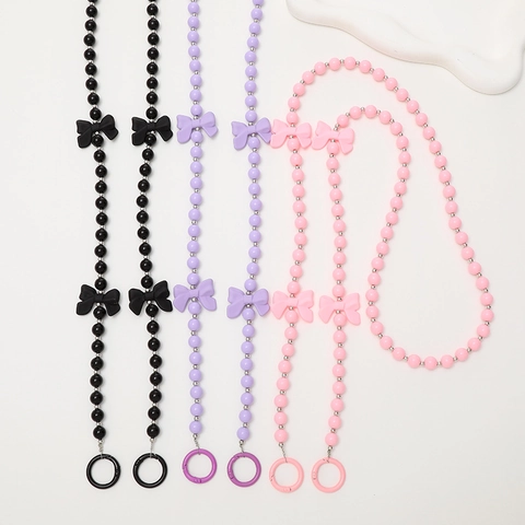 Fashion Bow Tie Beaded Crossbody Lanyard For Women Luxury Phone Case Strap Bag Shoulder Chain Alloy Clips Lanyard Jewelry