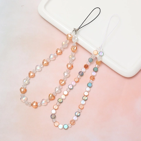 Correa de Teléfono de Cuentas de Cristal Corazón Mariposa Anti-Pérdida Cadena de Teléfono Muñeca para Mujer Decoración