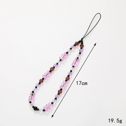Cartoon Bear Beaded Phone Charm Strap Y2K Acrylic Hand Wrist Lanyard For Women Girls Phone Case Decor Keychain Accessories