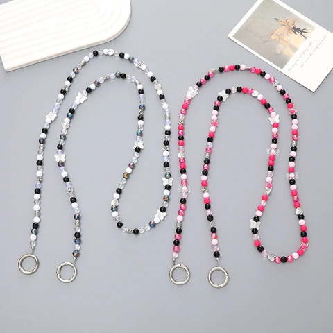 Catena per Cellulare con Perline Y2K Dolce e Cool per Donna in Lega e Resina a Tracolla con Ciondolo a Farfalla Cuore e Stella