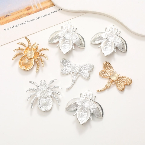 DIY Cute Alloy Insect Accessories Rhinestone Artificial Pearl Bee Spider Dragonfly Charms For Phone Case Car Decor