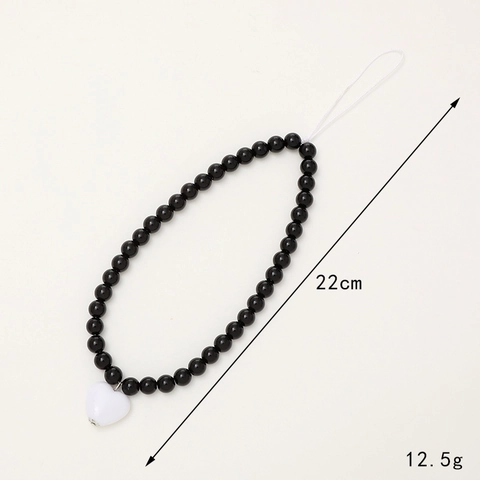 Acrylic Beaded Bear Phone Lanyard Heart Pendant Anti-Lost Wrist Strap Fashion Phone Charm For Women Girls Phone Accessories