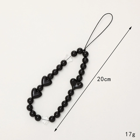 Ciondolo per Cellulare Fatto a Mano Con Perle Cuore Malocchio Cordino da Polso Anti-Smarrimento per Donna Ragazze Decorazione Cover