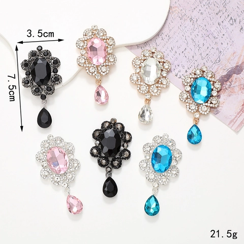 Vintage Legering Strass Bloem Hanger Grote Ovale Kunstmatige Edelsteen Waterdruppel Hanger DIY Sieraden Maken Accessoires Sieraden Knutselmateriaal