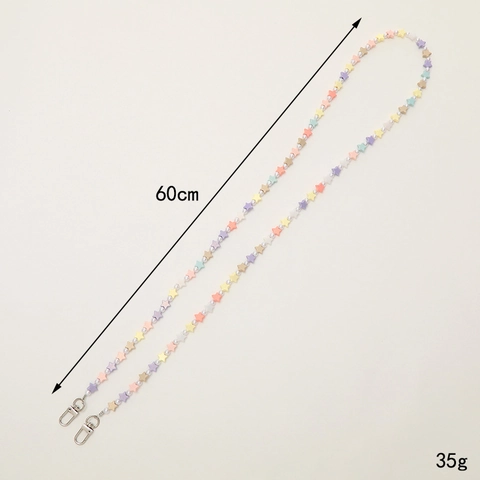 Bunte Perlen Crossbody Handy-Umhängeband Kette Mit Blumen Stern Herz Acryl Künstliche Perle Gurt Für Damen Mode Tech Zubehör