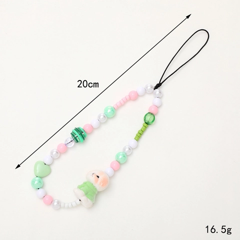 Süßer Beflockter Tier Perlen Handy-Anhänger Acryl Künstliche Perle Handgelenkschlaufe Süße Handgefertigte Handy-Lanyard Dekor