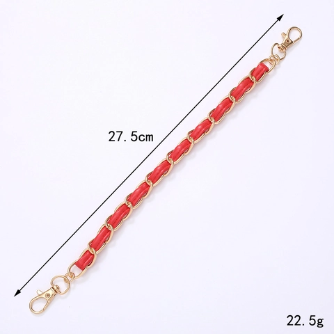 Elegante Correa de Cadena de Aleación Entrelazada de Cuero PU Correa de Mano Colgante para Bolso Teléfono Estilo Vintage Mujer
