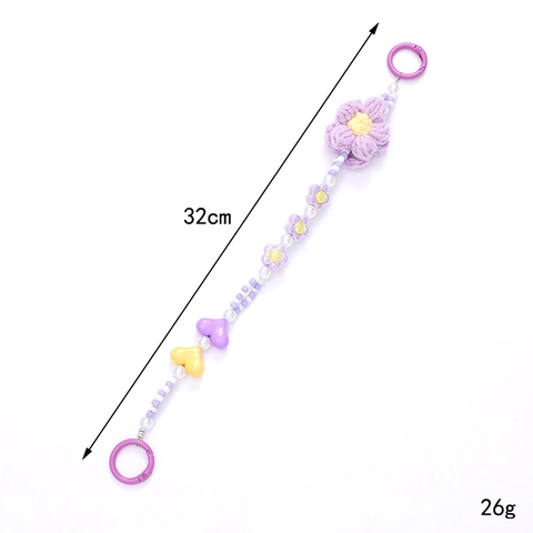 Handgemachte Perlen Handyband Mit Häkelblume Herz Perlen Künstliche Perle Dekorativer Taschenanhänger Für Damen Wasserbecher Gurt