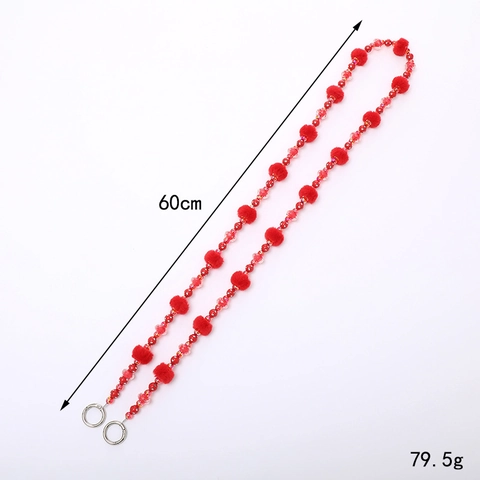 Fashion Plush Pom Pom Beaded Phone Lanyard Crossbody Chain For Women Colorful Acrylic Bead Bag Strap Anti-Lost Decoration