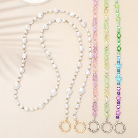 Handgefertigte Perlen Handy-Lanyard Bunte Bär Herz Schmetterling Crossbody Kette Für Damen Tasche Schultergurt Handy-Anhänger