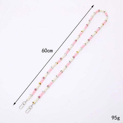 Fashion Beaded Crossbody Chain For Phone Case Bag Strap With Metal Clasps Artificial Pearl Crackle Beads Multipurpose Accessory
