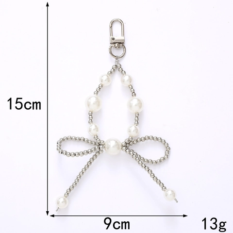Mode Künstliche Perlen Herz Schleife Schlüsselanhänger Kreative Künstliche Perle Schleife Handy Anhänger Für Damen Elegante Tasche Anhänger Zubehör