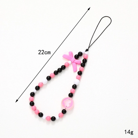 Kawaii Handgemaakte Acryl Kralen Telefoon Lanyard Strap Met Hart Strik Eend Charms Leuke Telefoonhoes Decor Voor Vrouwen