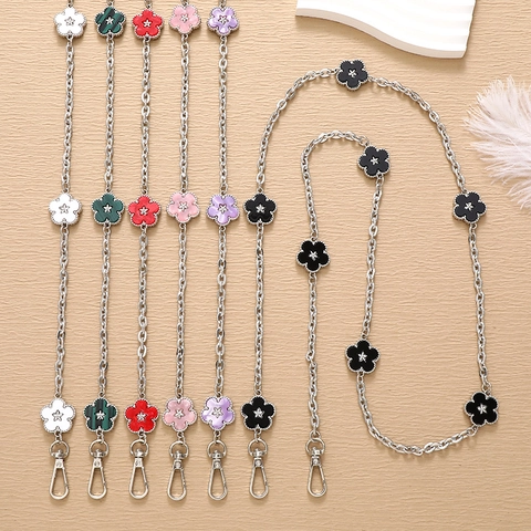 Catena Tracolla in Metallo per Cellulare Con Fiore a Cinque Petali Ciondolo Borsa Cinturino Donna Accessorio Sostitutivo Versatile