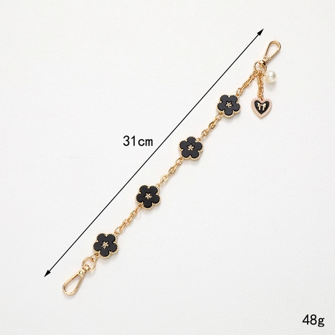 Elegante Llavero de Flor de Cinco Pétalos de Aleación Esmaltada para Mujer Cadena Dorada Colgante de Bolso con Perla Artificial Corazón