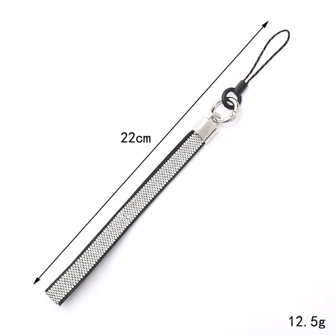 Luxury Rhinestone PU Leather Phone Lanyard Keychain For Women Bling Diamond Wrist Strap Anti-Lost Mobile Accessory