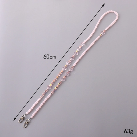 Acrylic Beaded Crossbody Phone Lanyard Heart Star Pendant Bag Strap Phone Chain Accessories For Women Anti-Lost Mobile Decor