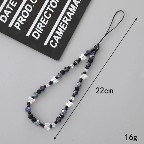 Acryl Handy-Anhänger Mit Schmetterling Blume Kristall Perlen Y2K Handgefertigt Anti-Verlust Handyhülle Lanyard Damen