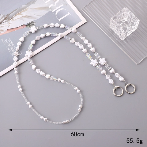 Handgefertigt Irregulär Künstliche Perle Künstliche Perlen Umhängetasche Kette Herz Stern Blume Handy Schlüsselband Y2K Süß Taschenzubehör Anhänger