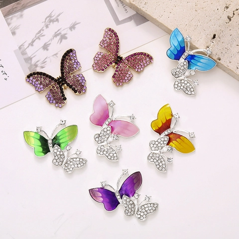 Pendentifs Papillon en Alliage de Zinc DIY Accessoires de Bijoux Avec Strass Incrustés pour Coque de Téléphone Artisanat Femme