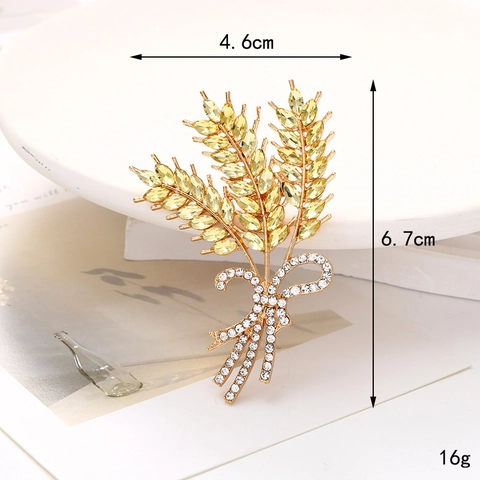 Elegante Spilla a Spiga di Grano in Lega Con Strass di Cristallo Accessorio per Gioielli DIY Ciondolo per Vestiti Donna Matrimonio