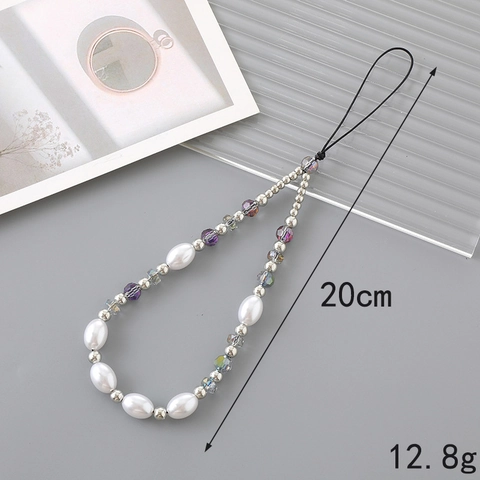 Handmade Beaded Phone Strap Artificial Pearl Alloy Heart Bow Butterfly Charms Phone Lanyard Women Bag Keychain Accessory