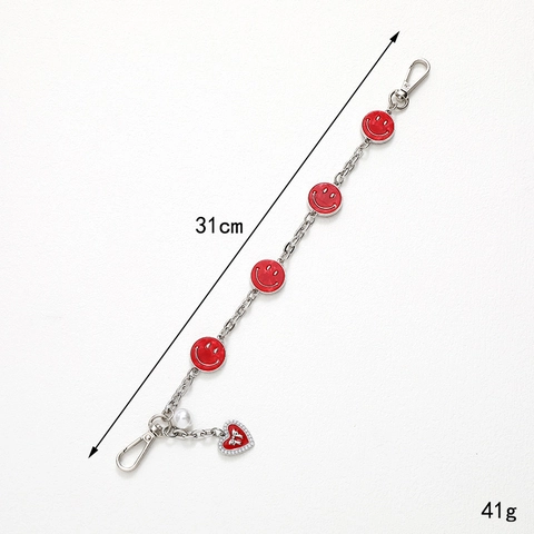 Alloy Smiley Face Herz Anhänger Handy Lanyard Kette Künstliche Perle Tasche Zubehör Für Damen Vielseitige Handheld Kette