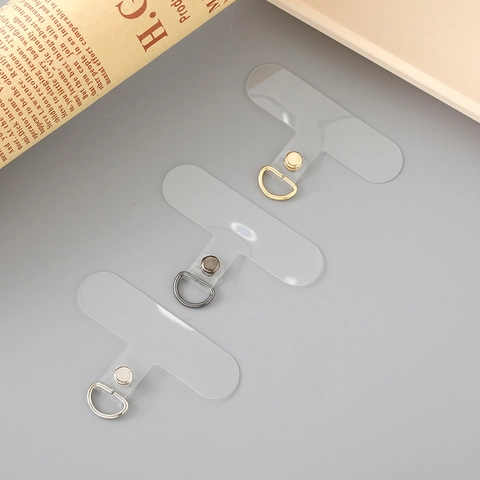 Patch per Cordino del Telefono a Forma di T in PVC Trasparente Minimalista Supporto Universale per Custodia con Fibbia