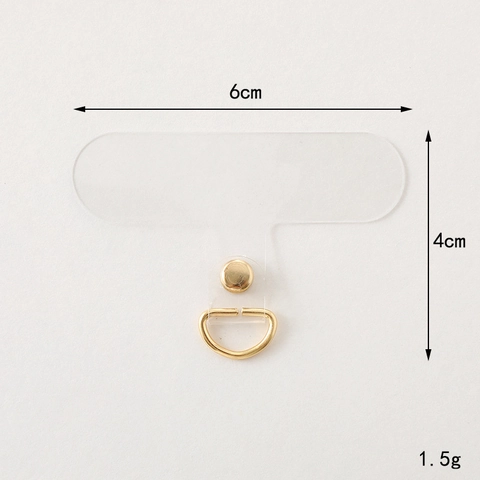 Universal Transparent PVC Phone Lanyard Connector Patch T-Shaped Detachable Phone Case Gasket With Metal D-Ring For Anti-Loss