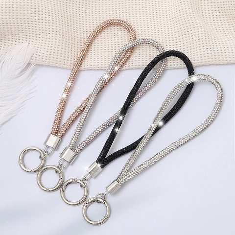Llavero de Cadena de Diamantes de Imitación de Lujo Correa de Muñeca de Moda Adorno de Bolso Antipérdida para Mujer Regalo de Joyería Elegante