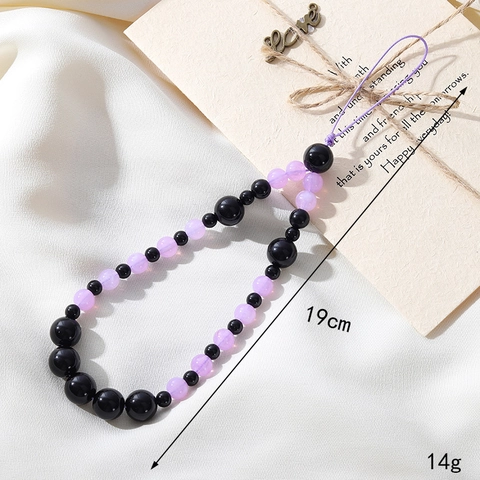 Neuer Chinesischer Stil Perlen Telefon Lanyard Lila Achat Tigerauge Stein Perlen Handgeperlt Telefon Strap Anti-Verlorene Schlüsselanhänger Für Damen CCD Kamera Kette