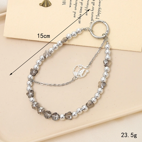 Kristall Perlen Schmetterling Schlüsselanhänger Doppel Kette Tasche Charm Mode Handy Lanyard Elegante Anhänger Damen Schmuck Zubehör