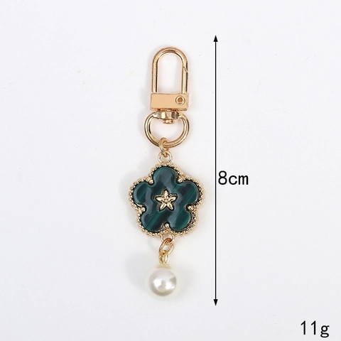 Nuevo Llavero de Flor con Cara Sonriente Colorida Colgante de Perla Artificial de Imitación Aleación Esmalte Accesorio para Bolso y Teléfono