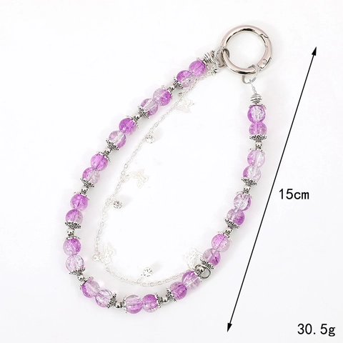 Portachiavi con Perline di Vetro Effetto Ghiaccio e Farfalla Catena in Metallo Pendente per Borsa Telefono Accessorio Donna