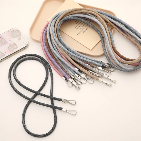 Long Woven Denim Fabric Phone Lanyard Crossbody Strap With Dual Metal Lobster Clasps Versatile Bag Charm Keychain Accessory