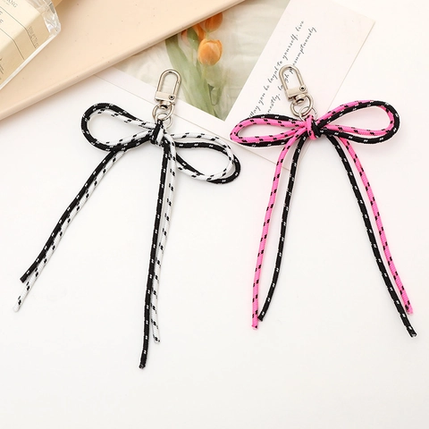 Schleife Gewebtes Nylonseil Schlüsselanhänger Für Damen Ins Stil Punktmuster Taschenanhänger Kamera Handschlaufe Zubehör Schmuck