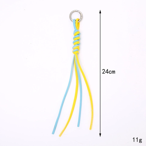 Hand Woven Synthetic Leather Keychain Two-Tone Spiral Knot Tassel Bag Charm Fashion Phone Lanyard Accessories For Men Women