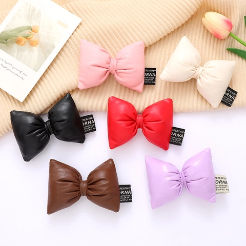 Accessoires DIY en Cuir PU Nœud Papillon Gonflant pour Sacs Chaussures Chapeaux Vêtements Écussons Nœud en Cuir Rembourré Femme