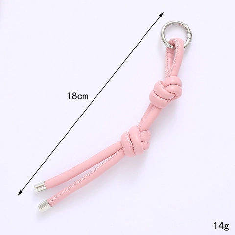 DIY Kunstleder Geflochtener Knoten Schlüsselanhänger Bonbonfarbe Mode Taschenanhänger Legierungsring Schlüsselanhänger Damen Schmuck