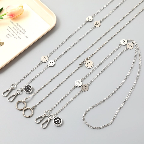 Fashion Metal Phone Chain Smile Face Pendant Crossbody Strap Multi-purpose Bag Accessory Anti-lost Chain For Women