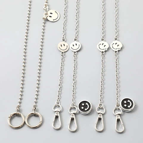 Fashion Metal Phone Chain Smile Face Pendant Crossbody Strap Multi-purpose Bag Accessory Anti-lost Chain For Women