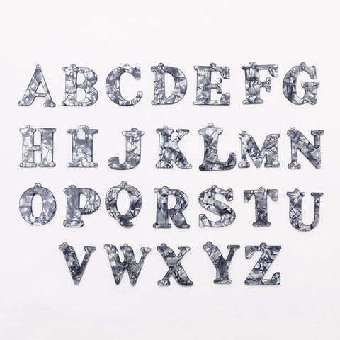 26 English Letters Acrylic Charms Set Marble Tortoiseshell Pattern Pendants For DIY Jewelry Making Bag Decoration Women