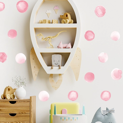 Aquarel Roze Stippen Muurstickers Verwijderbare PVC DIY Ronde Muurstickers Voor Kinderkamer Slaapkamer Kledingkast Huis Decoratie
