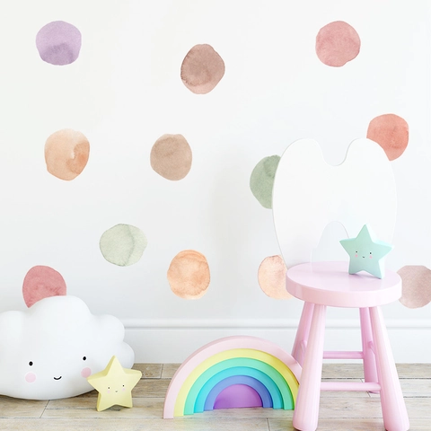 Watercolor Dots Wall Stickers For Bedroom Wardrobe DIY Colorful Morandi Circle PVC Wall Decals Kids Room Home Art Decor